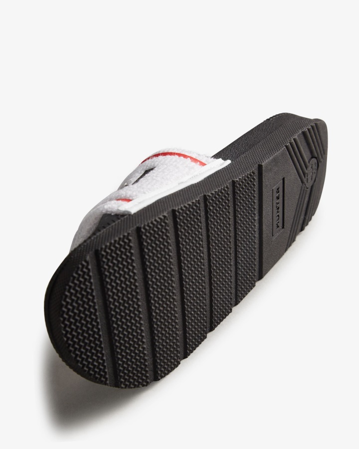 Chanclas Ajustables Con Logo De Toalla De Rizo Para Mujer Hunter Blanco-negro