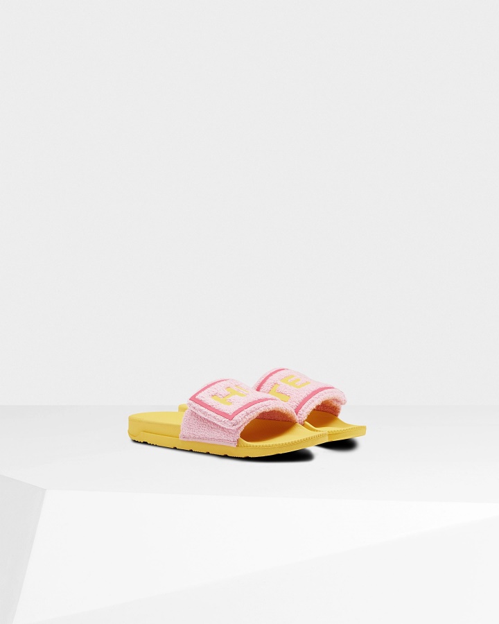 Chanclas Ajustables Con Logo De Toalla De Rizo Para Mujer Hunter Foxglove Pink-primrose Yellow