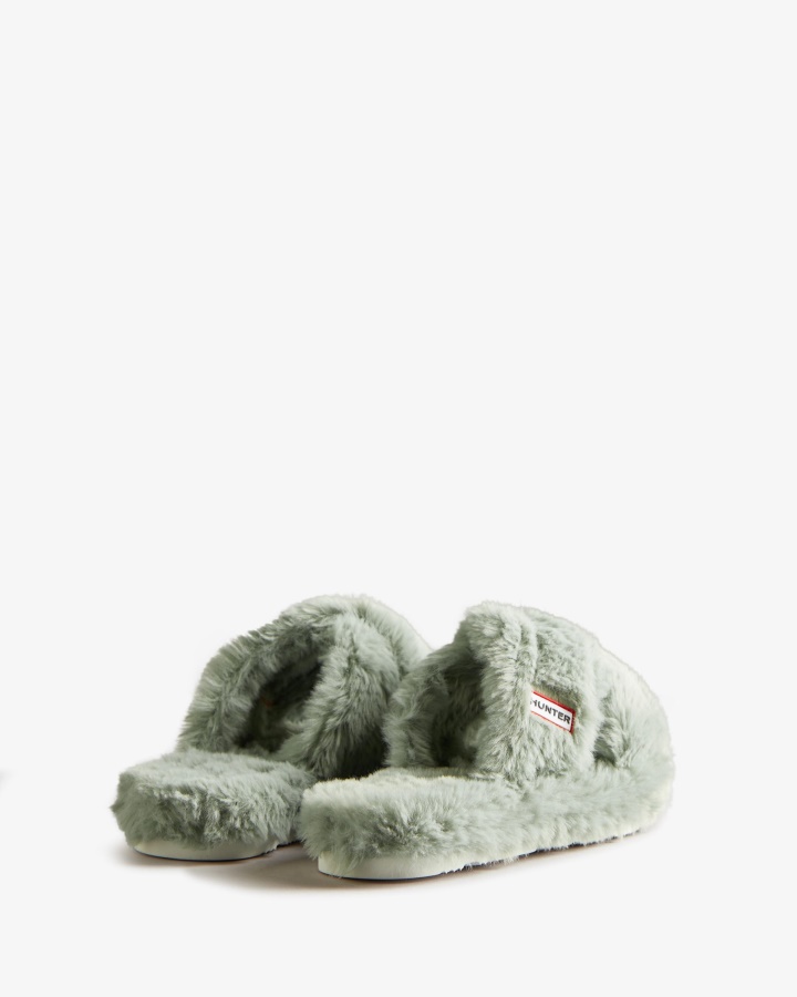 Chanclas Cruzadas Con Plataforma Plana De Piel Sintética Para Mujer Hunter Sweet Gale Verde