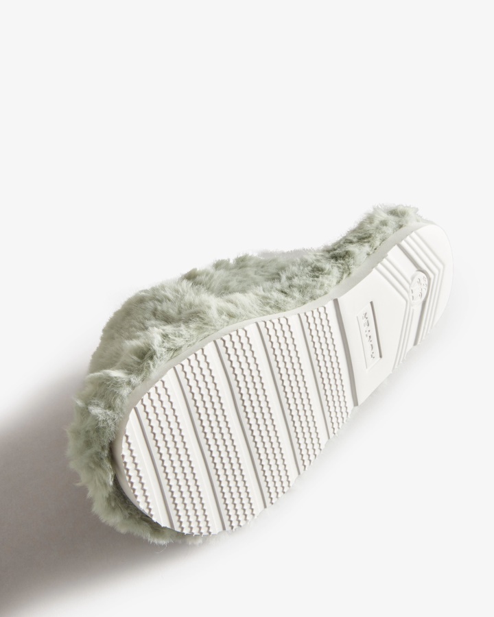 Chanclas Cruzadas Con Plataforma Plana De Piel Sintética Para Mujer Hunter Sweet Gale Verde