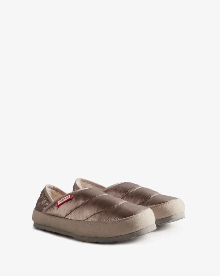 Chanclas De Mujer Hunter Metalizadas Acolchadas Plateadas