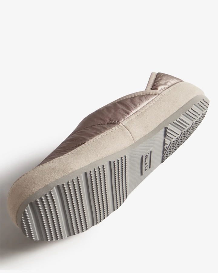 Chanclas De Mujer Hunter Metalizadas Acolchadas Plateadas