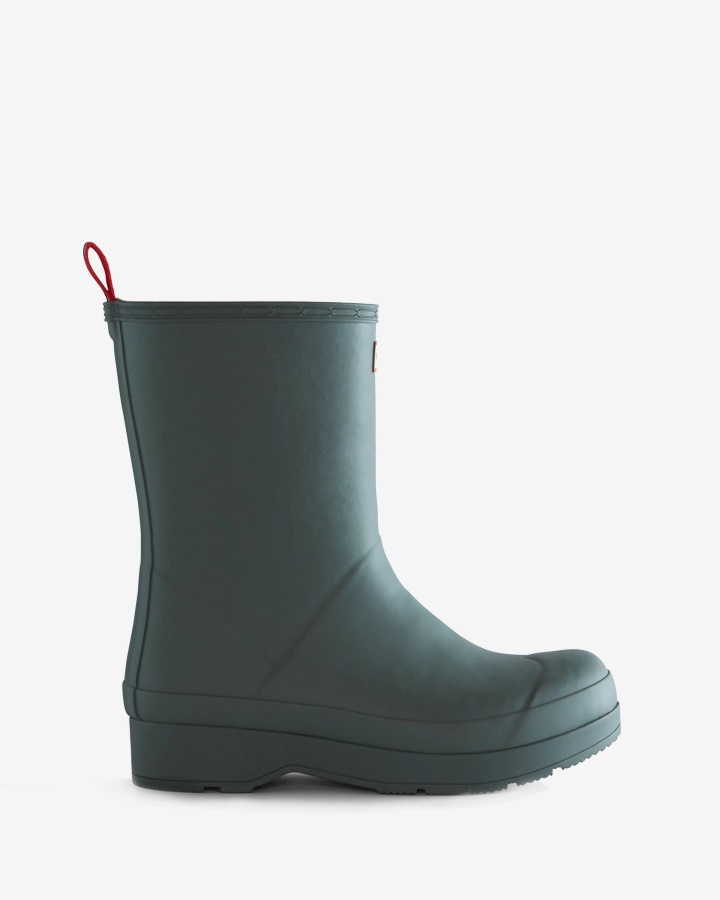 Hunter - Botas De Lluvia De Altura Media Con Aislamiento De Piel De Oveja Vegana Para Hombre Gris Urbano