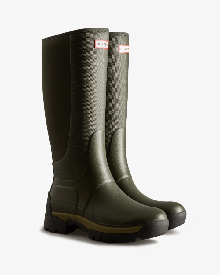 Hunter Balmoral Field Hybrid Botas De Lluvia Altas Para Hombre Verde Oliva Oscuro