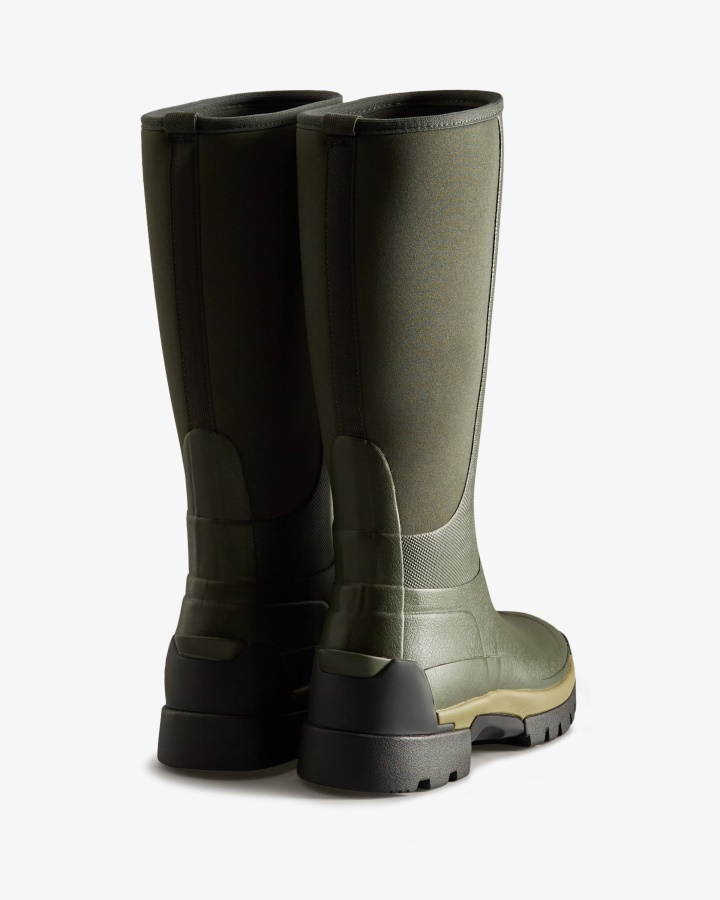 Hunter Balmoral Field Hybrid Botas De Lluvia Altas Para Mujer Verde Oliva Oscuro