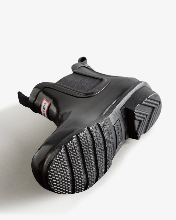 Hunter Big Kids (5-11 Años) Gloss Botas Chelsea Negro