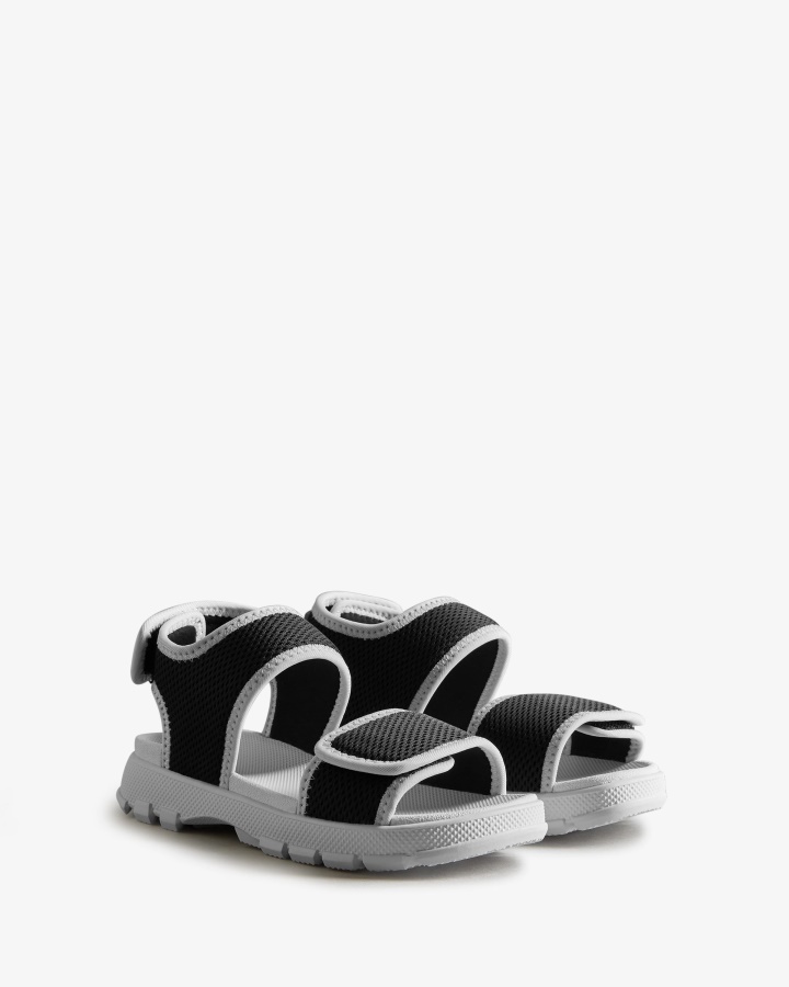 Hunter Big Kids (5-9 Años) Sandalias De Malla Para Caminar Al Aire Libre Negro-blanco