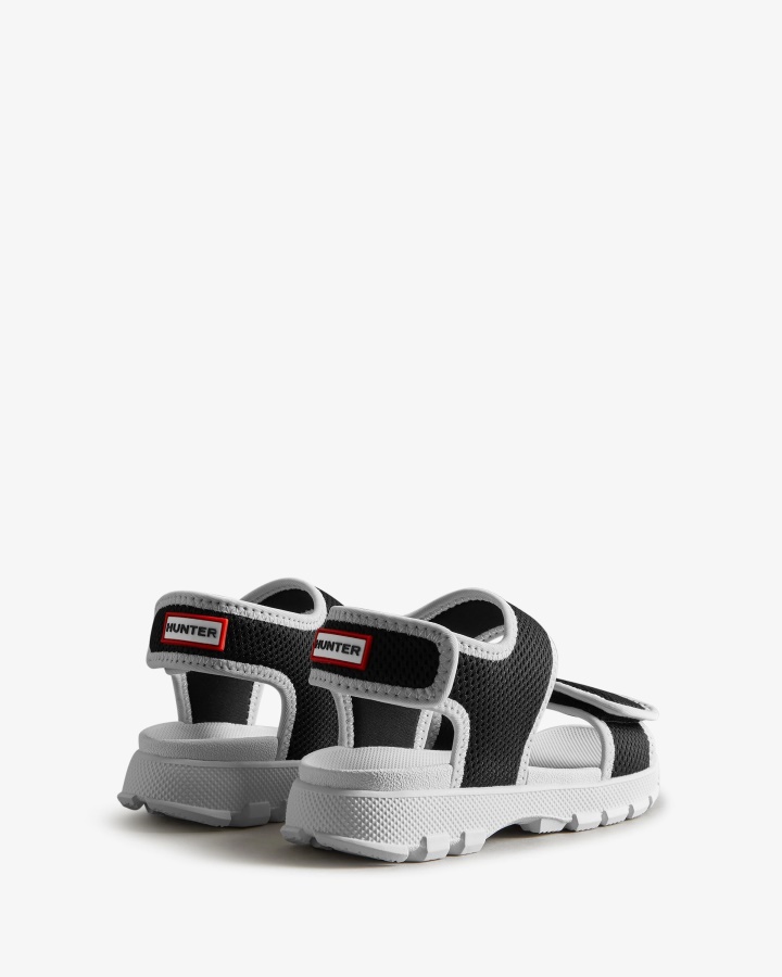 Hunter Big Kids (5-9 Años) Sandalias De Malla Para Caminar Al Aire Libre Negro-blanco