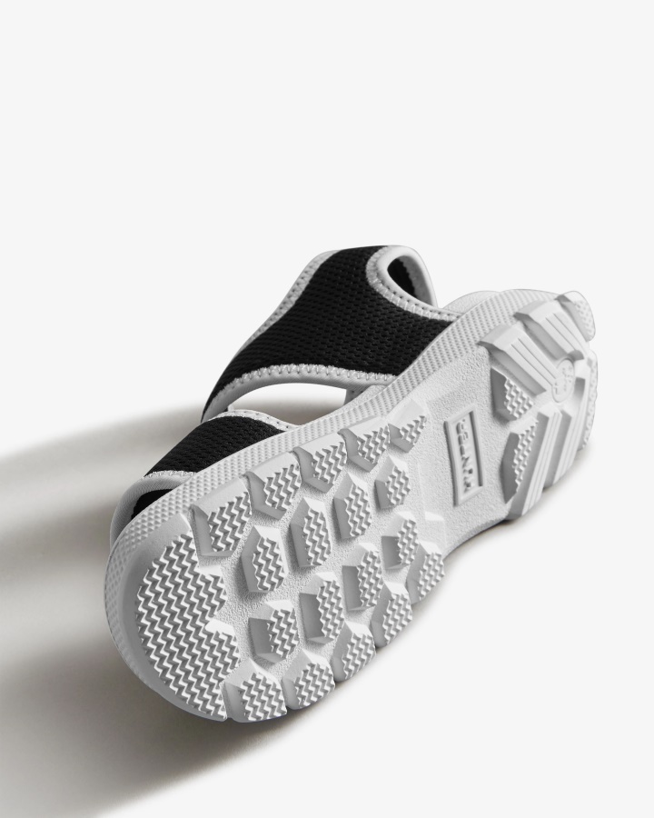 Hunter Big Kids (5-9 Años) Sandalias De Malla Para Caminar Al Aire Libre Negro-blanco