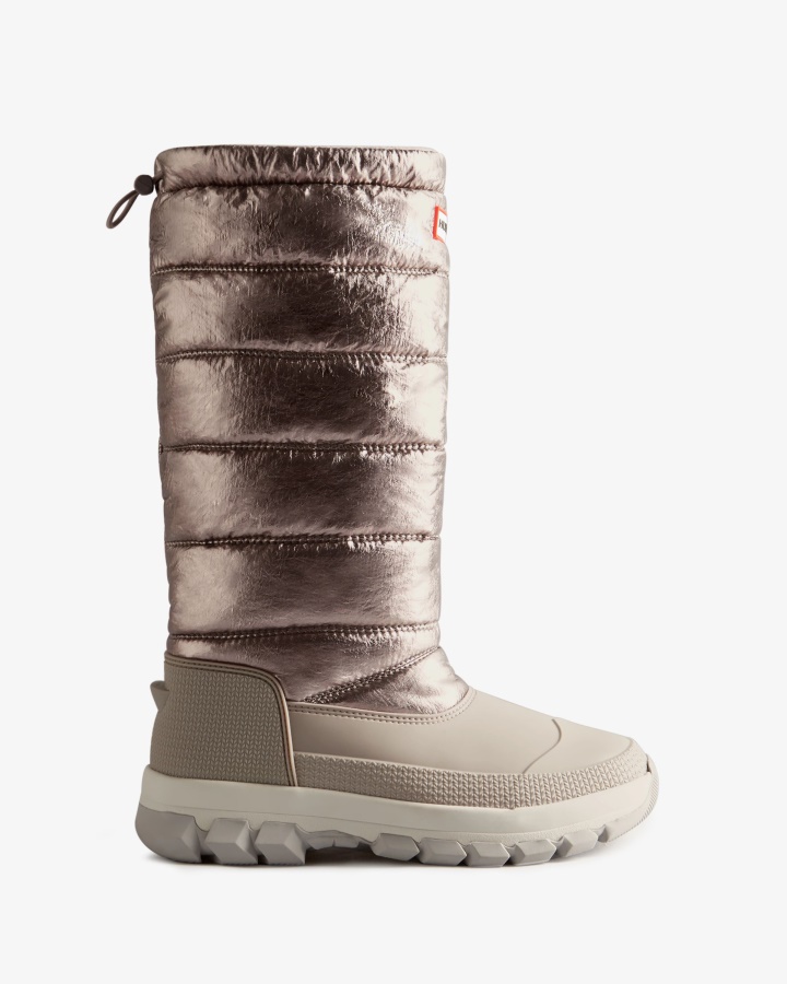 Hunter Botas Altas Para La Nieve Con Aislamiento Metalizado Para Mujer Plateado Oscuro-gris Granizo