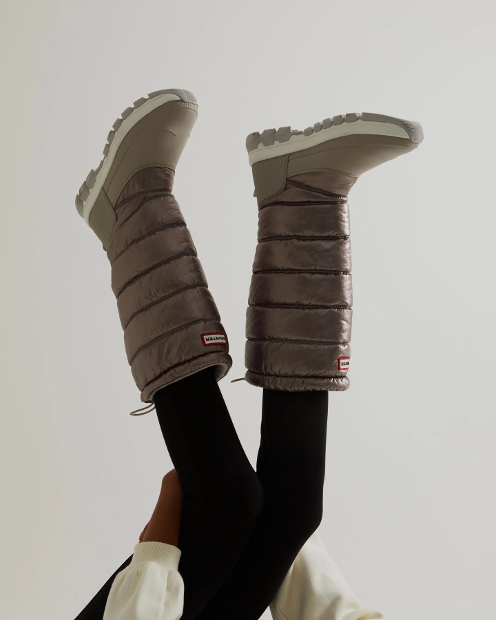 Hunter Botas Altas Para La Nieve Con Aislamiento Metalizado Para Mujer Plateado Oscuro-gris Granizo