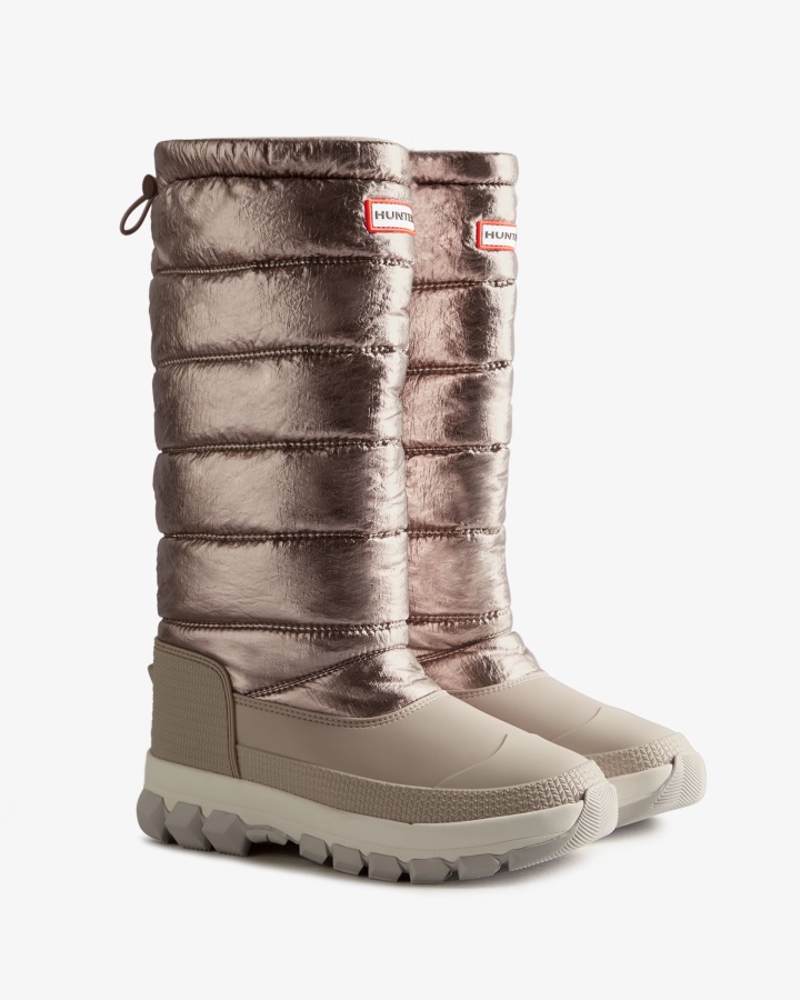 Hunter Botas Altas Para La Nieve Con Aislamiento Metalizado Para Mujer Plateado Oscuro-gris Granizo