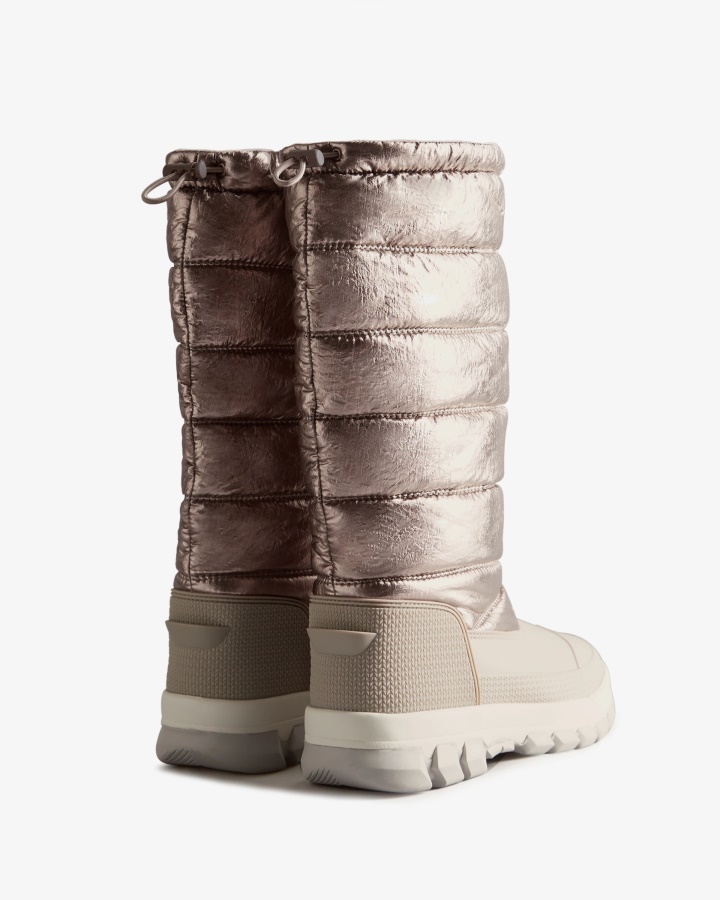 Hunter Botas Altas Para La Nieve Con Aislamiento Metalizado Para Mujer Plateado Oscuro-gris Granizo