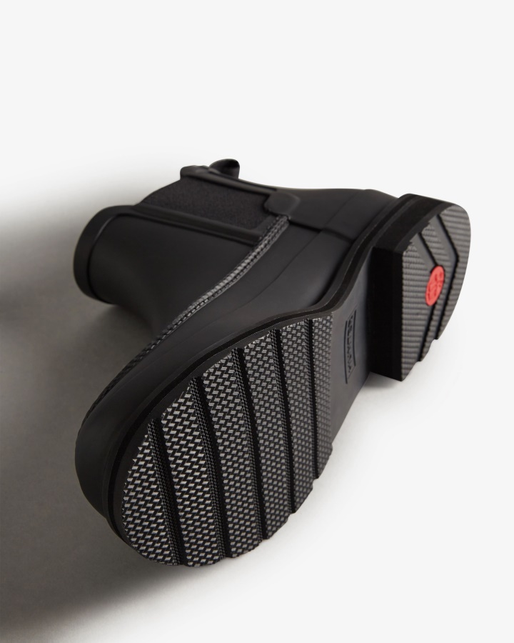 Hunter Botas Chelsea Para Hombre Con Punta De Mocasín Refinado Negro-negro