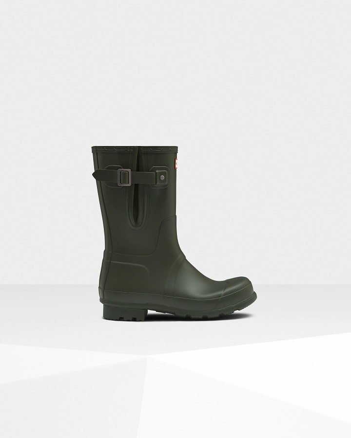 Hunter Botas De Agua Ajustables Laterales Cortas Para Hombre Verde Oliva Oscuro