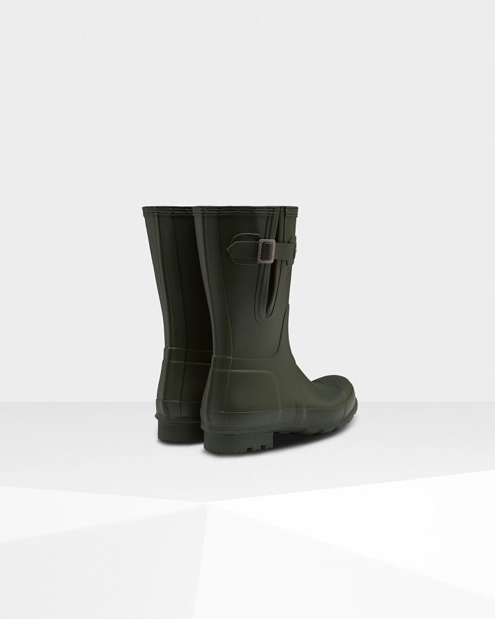 Hunter Botas De Agua Ajustables Laterales Cortas Para Hombre Verde Oliva Oscuro