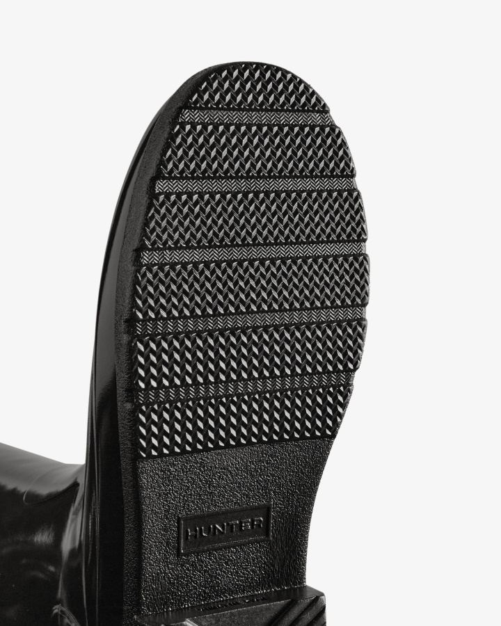 Hunter Botas De Agua Altas Y Brillantes De Ajuste Delgado Y Refinado Para Mujer Color Negro