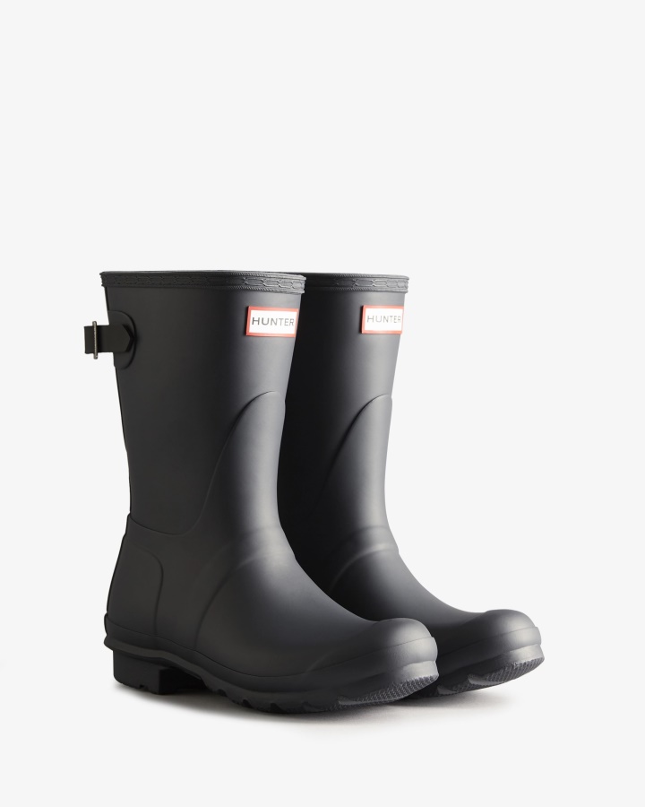 Hunter Botas De Agua Bicolor Ajustables Traseras Cortas Para Mujer Negro Hielo-negro