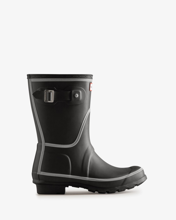 Hunter Botas De Agua Cortas Con Contorno Reflectante Para Mujer Negro