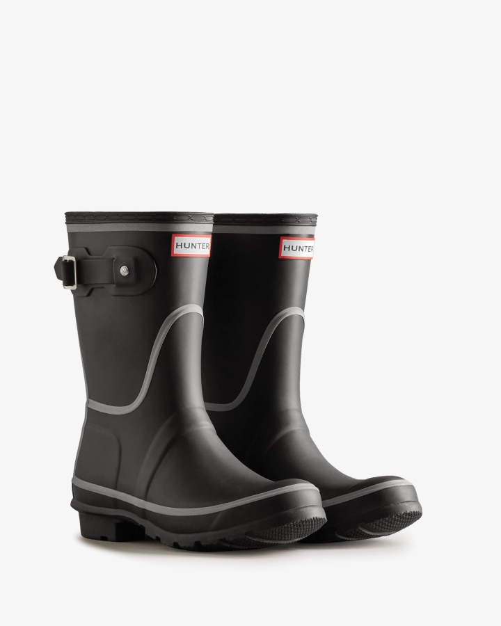Hunter Botas De Agua Cortas Con Contorno Reflectante Para Mujer Negro