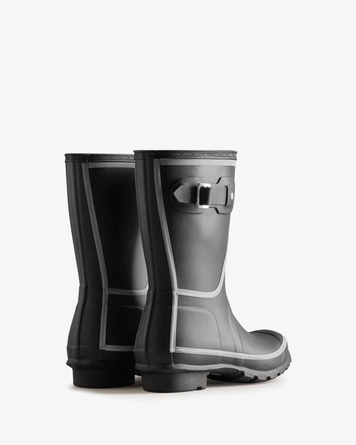 Hunter Botas De Agua Cortas Con Contorno Reflectante Para Mujer Negro