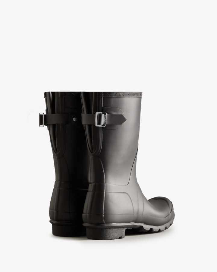 Hunter Botas De Agua Cortas Traseras Ajustables Para Mujer Negras