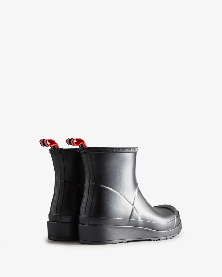 Hunter Botas De Agua Perladas Cortas Play Para Mujer Negras