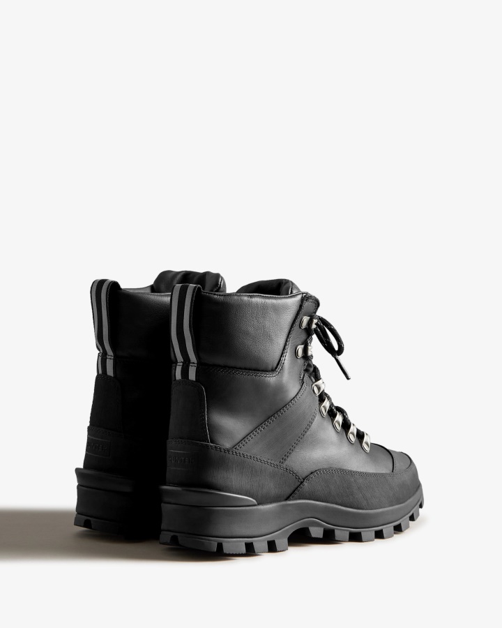 Hunter Botas De Comando De Cuero Aisladas Para Mujer Negras