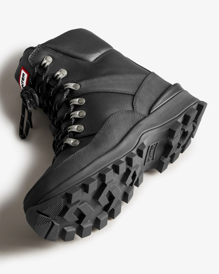 Hunter Botas De Comando De Cuero Aisladas Para Mujer Negras