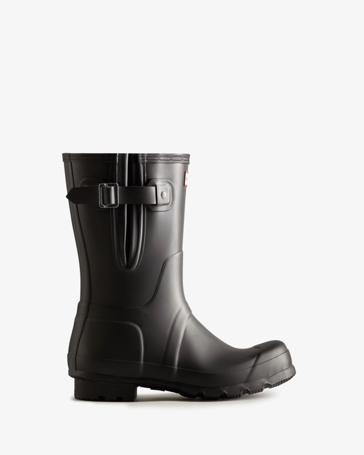 Hunter Botas De Lluvia Ajustables Laterales Cortas Para Hombre Negras