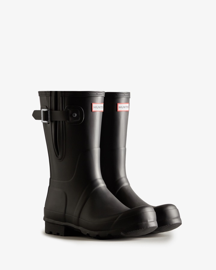 Hunter Botas De Lluvia Ajustables Laterales Cortas Para Hombre Negras