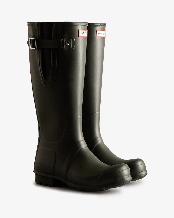 Hunter Botas De Lluvia Altas Ajustables En Los Lados Para Hombre Verde Oliva Oscuro