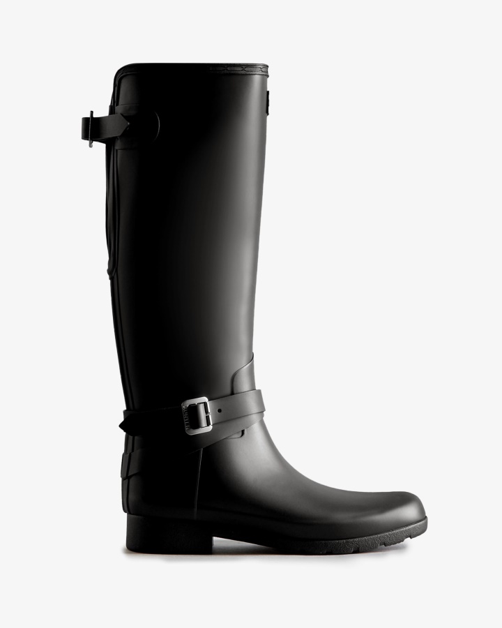 Hunter Botas De Lluvia Altas Ajustables Y Ajustadas Refinadas Para Mujer Negras