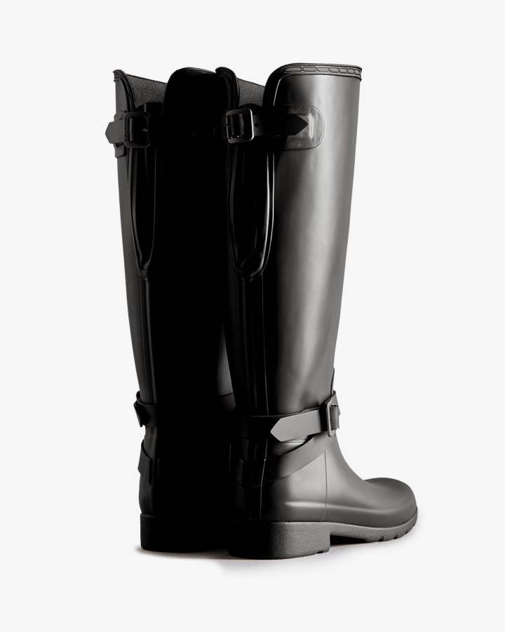 Hunter Botas De Lluvia Altas Ajustables Y Ajustadas Refinadas Para Mujer Negras