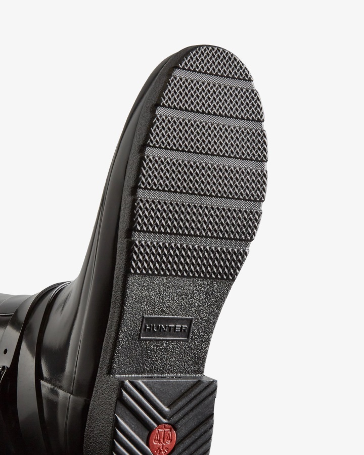 Hunter Botas De Lluvia Altas Y Brillantes Ajustables Y Ajustadas Refinadas Para Mujer Color Negro