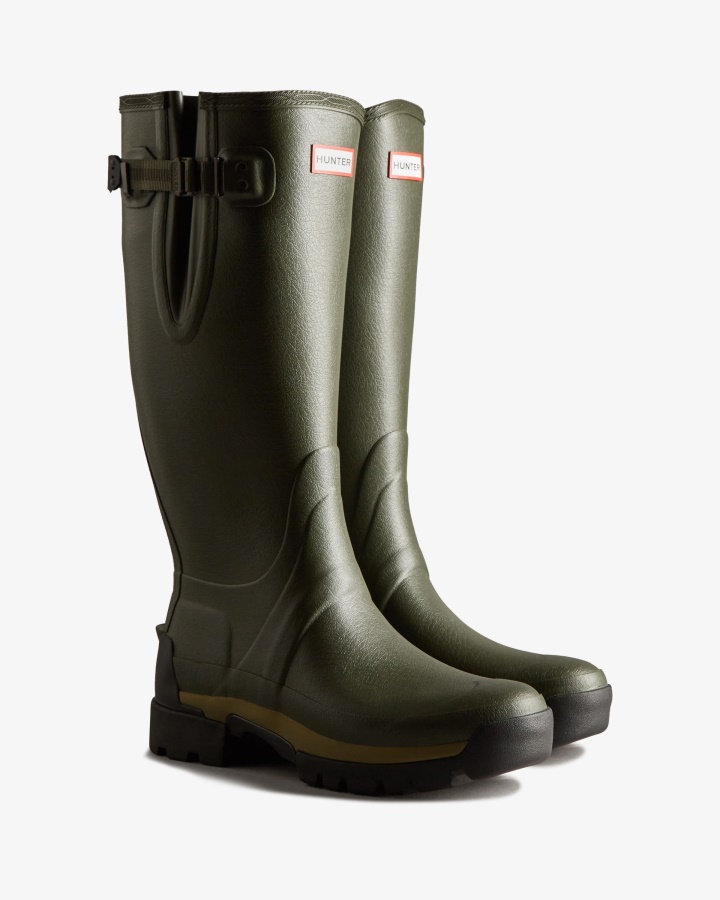 Hunter Botas De Lluvia Balmoral Ajustables De Neopreno De 3 Mm Para Hombre Verde Oliva Oscuro