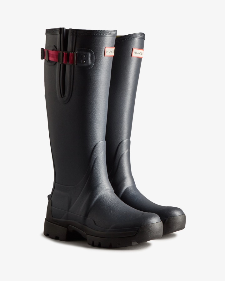 Hunter Botas De Lluvia Balmoral Ajustables De Neopreno De 3 Mm Para Mujer Azul Marino-pimienta
