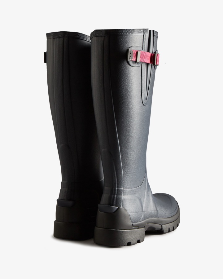 Hunter Botas De Lluvia Balmoral Ajustables De Neopreno De 3 Mm Para Mujer Azul Marino-pimienta