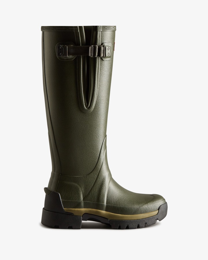 Hunter Botas De Lluvia Balmoral Ajustables De Neopreno De 3 Mm Para Mujer Verde Oliva Oscuro