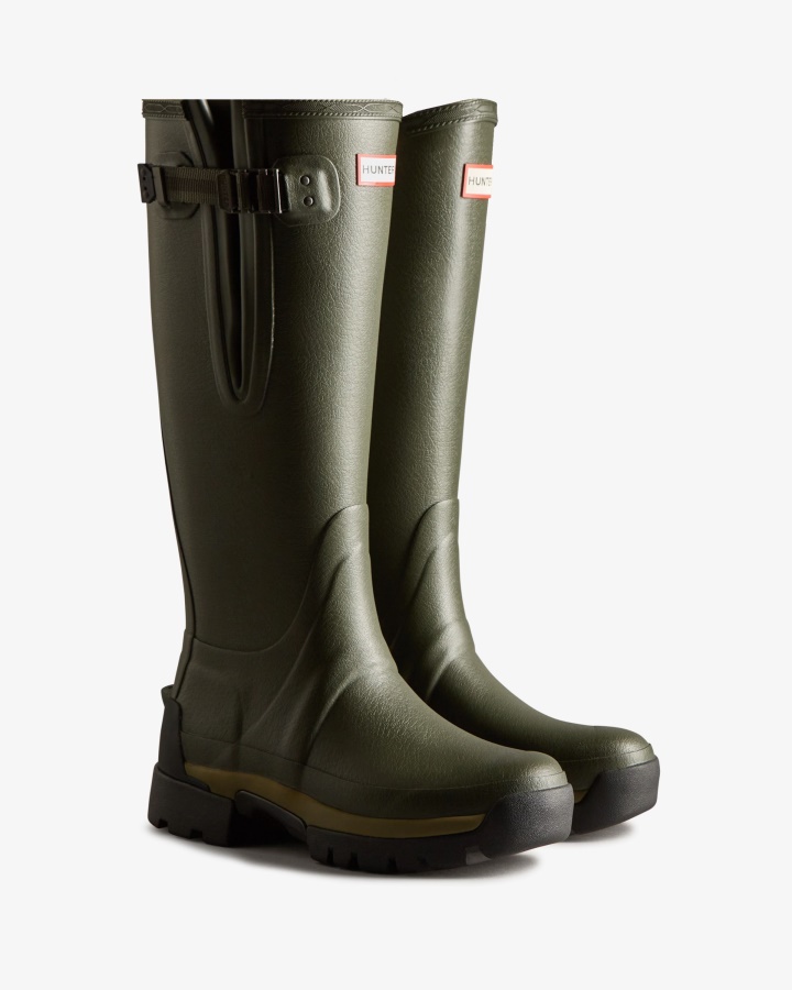 Hunter Botas De Lluvia Balmoral Ajustables De Neopreno De 3 Mm Para Mujer Verde Oliva Oscuro