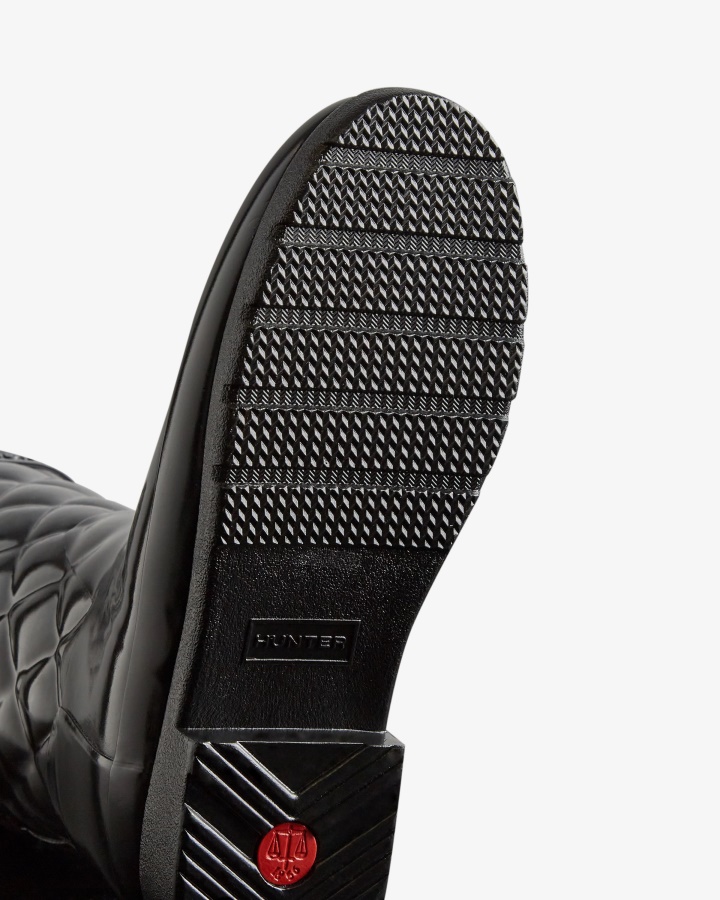 Hunter Botas De Lluvia Cortas Acolchadas Ajustables Ajustadas Y Refinadas Para Mujer Negras