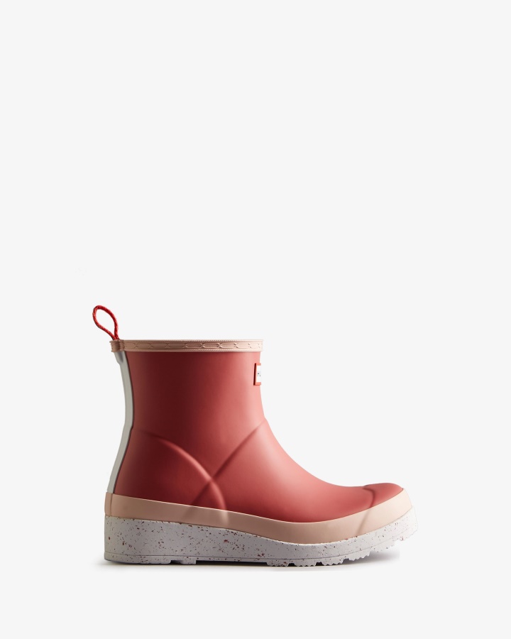 Hunter Botas De Lluvia Cortas Con Motas Para Mujer Glenmore Rose-azalea Pink-spurrey White