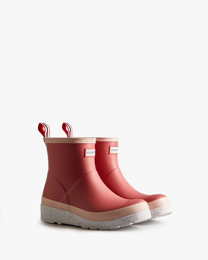 Hunter Botas De Lluvia Cortas Con Motas Para Mujer Glenmore Rose-azalea Pink-spurrey White