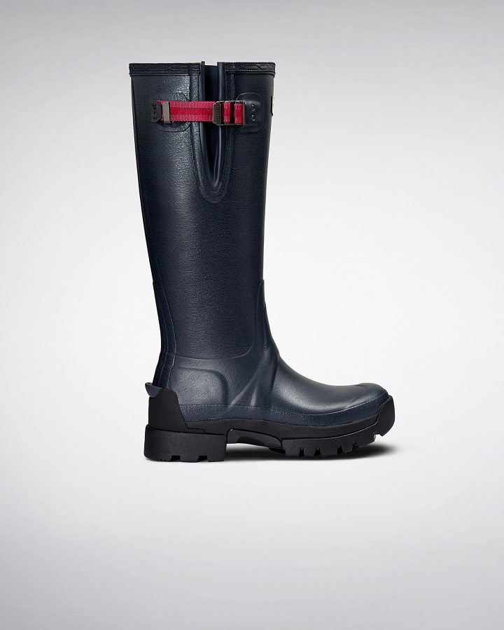 Hunter Botas De Lluvia De Neopreno De 3 Mm Con Ajuste Lateral Balmoral Para Mujer Azul Marino-pimienta