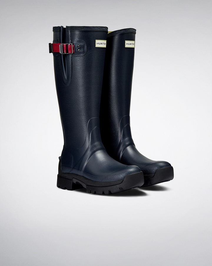 Hunter Botas De Lluvia De Neopreno De 3 Mm Con Ajuste Lateral Balmoral Para Mujer Azul Marino-pimienta