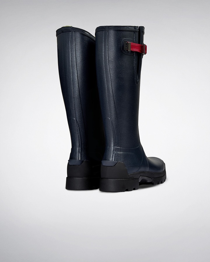 Hunter Botas De Lluvia De Neopreno De 3 Mm Con Ajuste Lateral Balmoral Para Mujer Azul Marino-pimienta