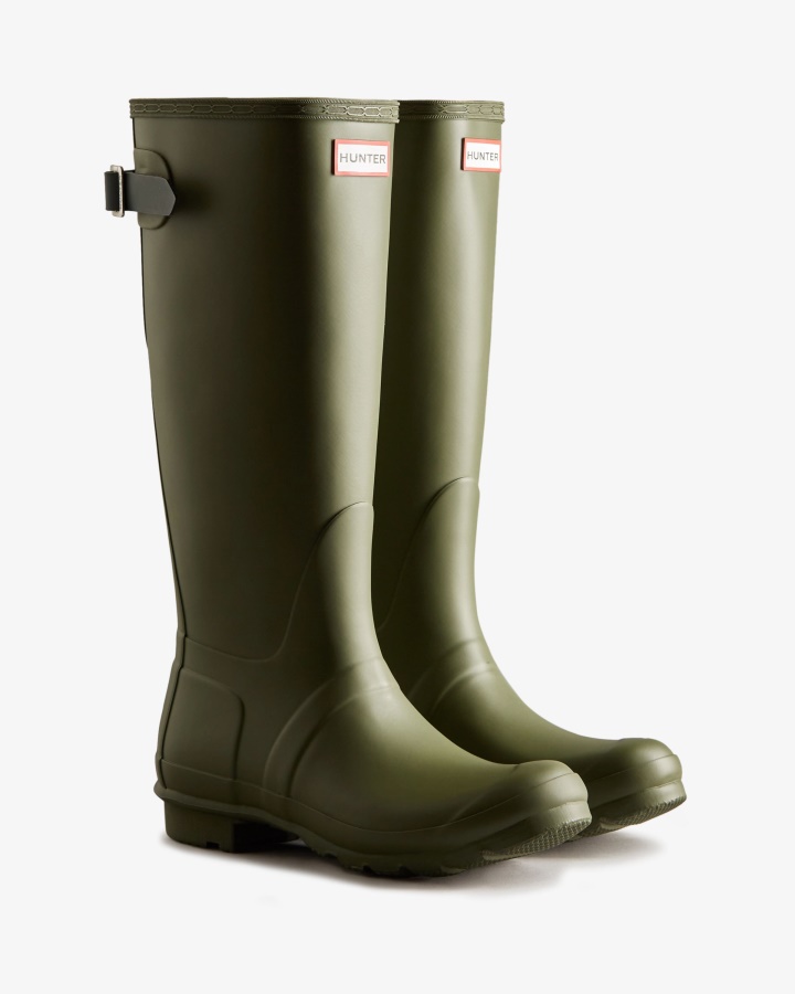 Hunter Botas De Lluvia Mujer Tall Back Ajustables Ismarken Oliva-ártico Verde Musgo