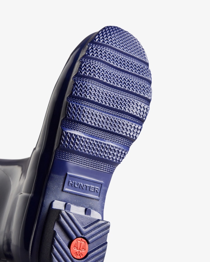 Hunter Botas De Lluvia Para Mujer Con Parte Trasera Corta Y Brillo Ajustable Balder Blue