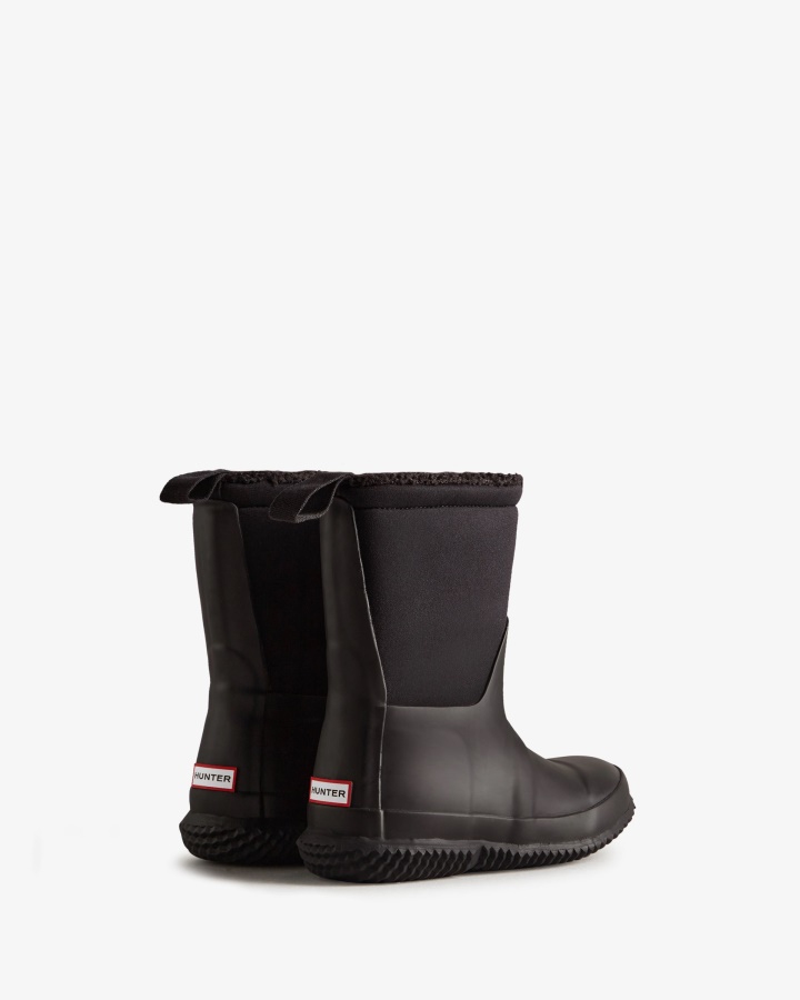 Hunter Botas De Piel De Oveja Vegana Con Parte Superior Enrollable Para Niños Pequeños (18 Meses-6 Años) Color Negro