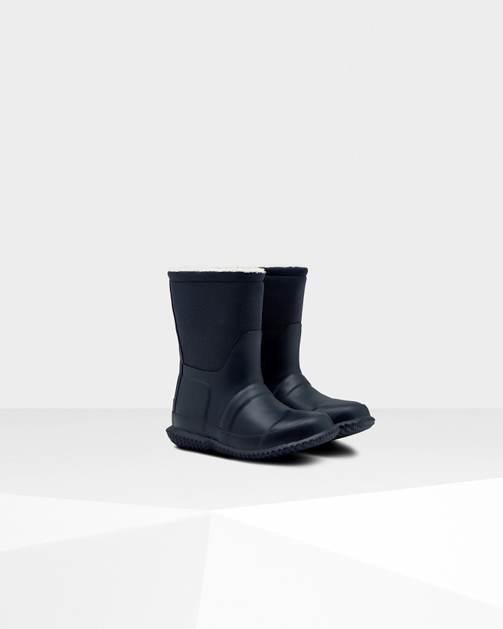 Hunter Botas De Piel De Oveja Vegana Con Parte Superior Enrollable Para Niños Pequeños (18 Meses-6 Años) Hunter Azul Marino